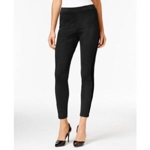 NY Collection Ponte-Inset Faux-Suede Leggings NWT